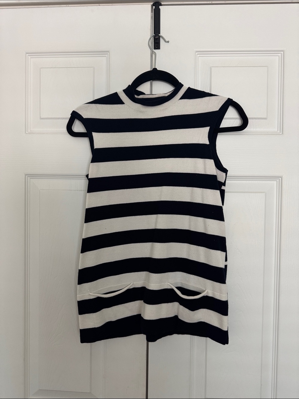 Karen Millen Black and White Striped Sleeveless Top